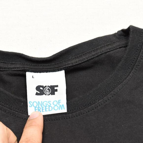 Songs of Freedom Men's T Shirt Crew Neck Short Sleeve Cotton Black Size L - Picture 7 of 8